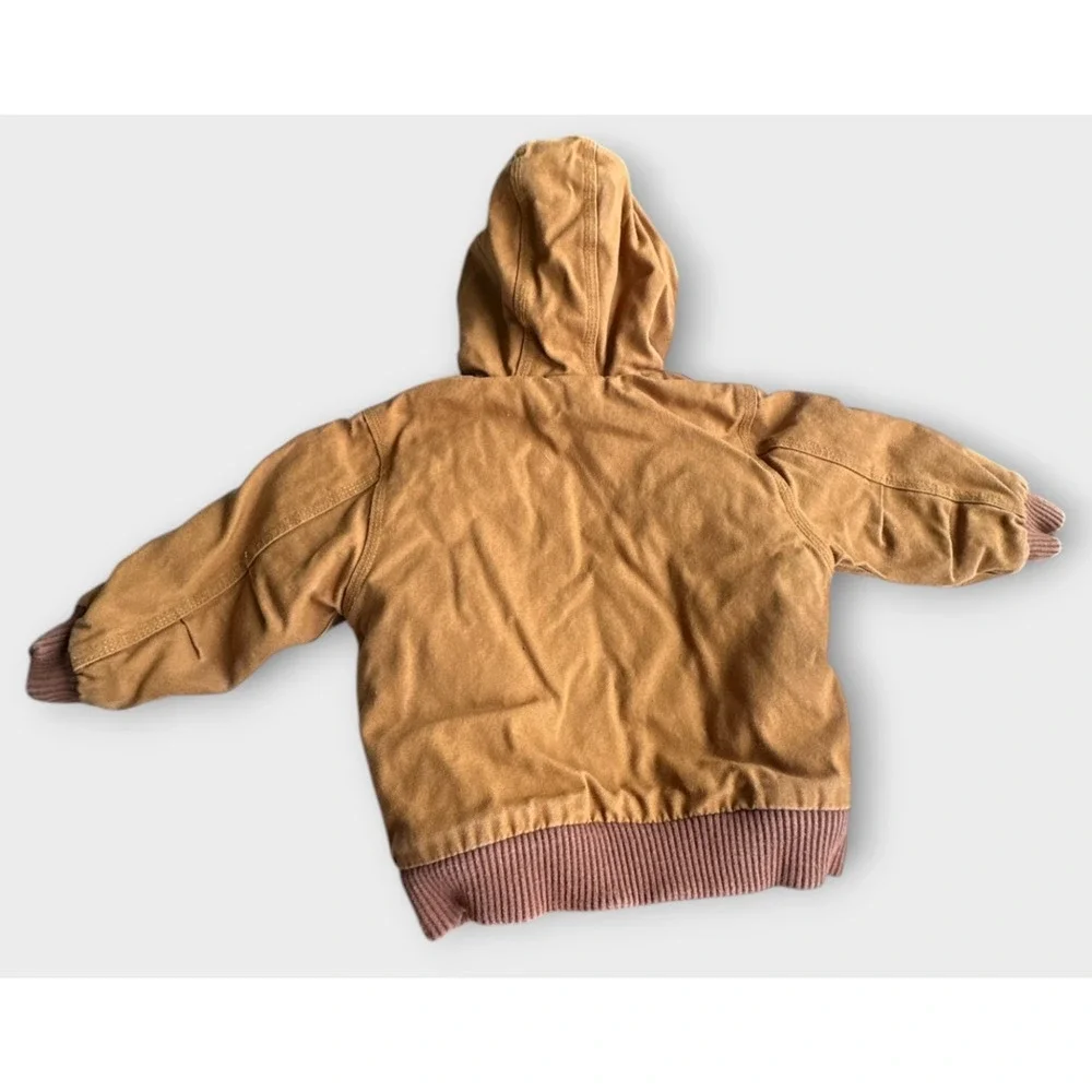 Carhartt Baby Toddler Jacket 18M Brown Hooded Quilt Lined Full Zip Coat 18 Month